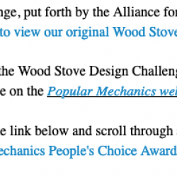 People's Choice Award for Wood Stove Design Challenge