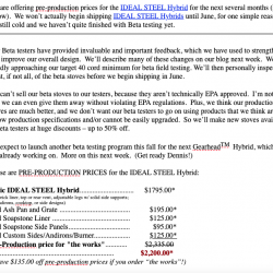 Beta-testing and Pre-Production Prices for the IDEAL STEEL Hybrid