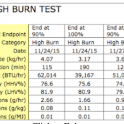 Cordwood High Burn Test Data