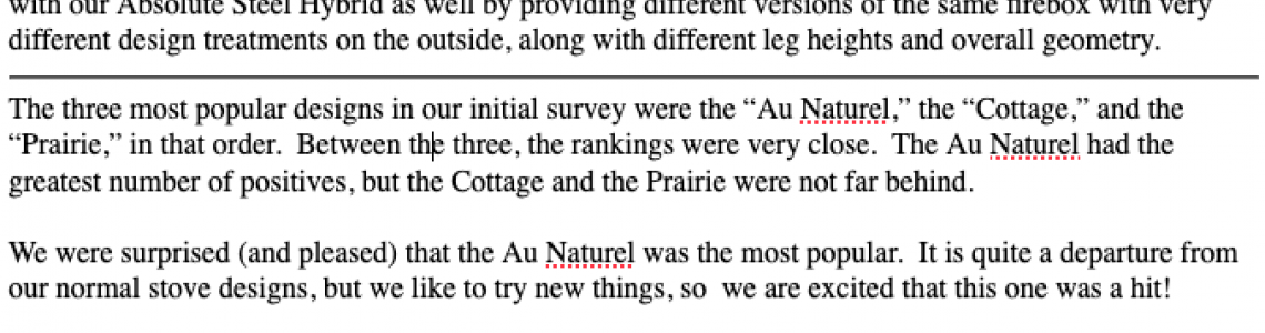 Results of the New Stove Design Survey Results of the New Stove Design Survey