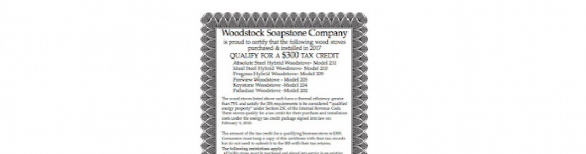 Tax Credit for 2017 Stove Purchase Tax Credit for 2017 Stove Purchase